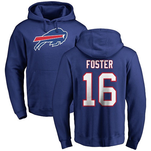 Men NFL Buffalo Bills #16 Robert Foster Royal Blue Name and Number Logo Pullover Hoodie Sweatshirt->nfl t-shirts->Sports Accessory